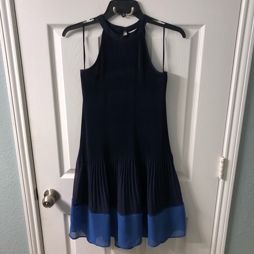 H&M Halter Neck Pleated Colour Block Dress